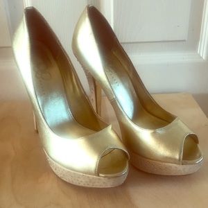 EUC Mariah Carey Gold Stilettos with Rhinestones